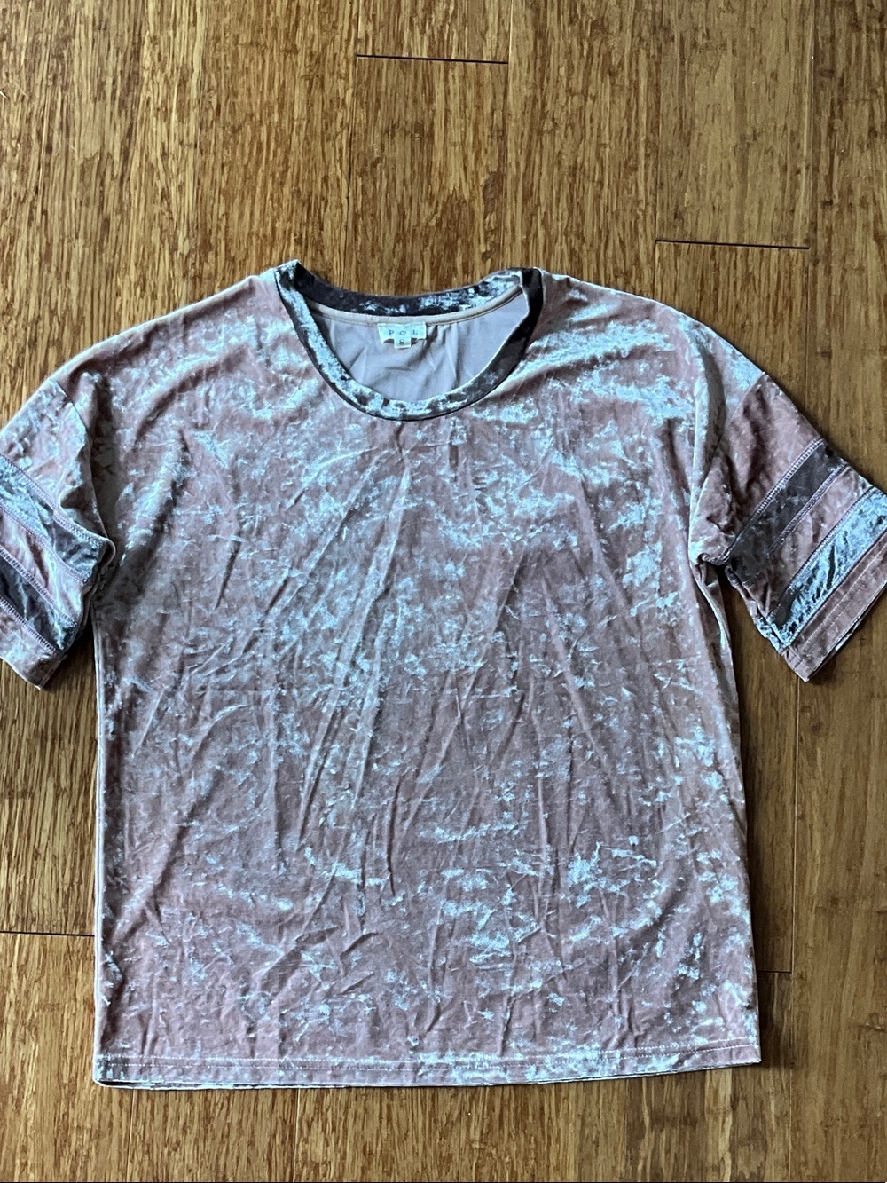 POL Crushed Velvet Short-Sleeve Tee in Dusty Rose